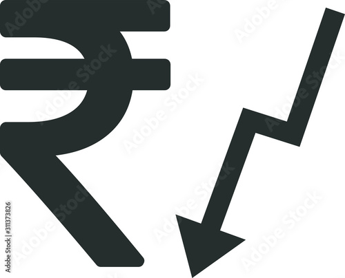 illustration vector icon of Indian rupee falling