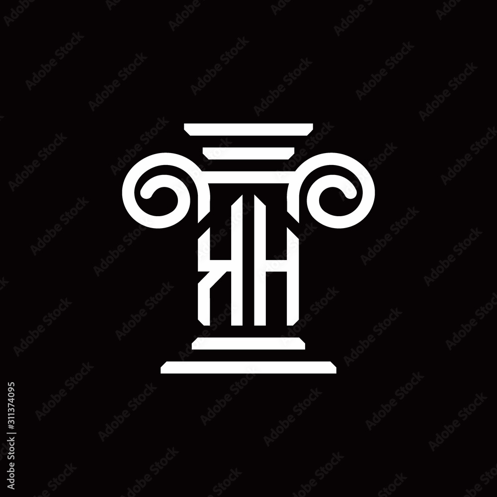 KH monogram logo with pillar style design template KH monogram logo with pillar style design template