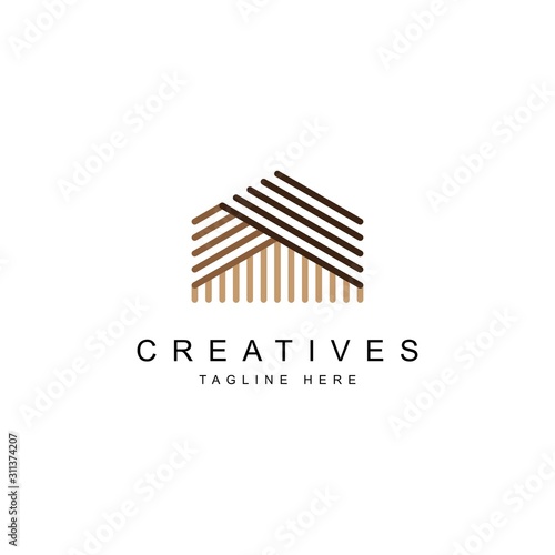 Wood house logo design symbol illustration vector template