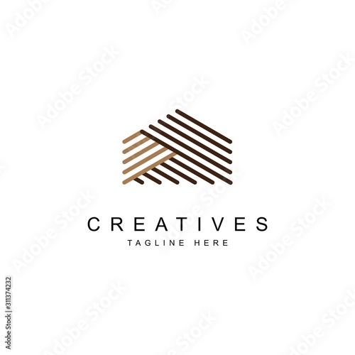 Wood house logo design symbol illustration vector template