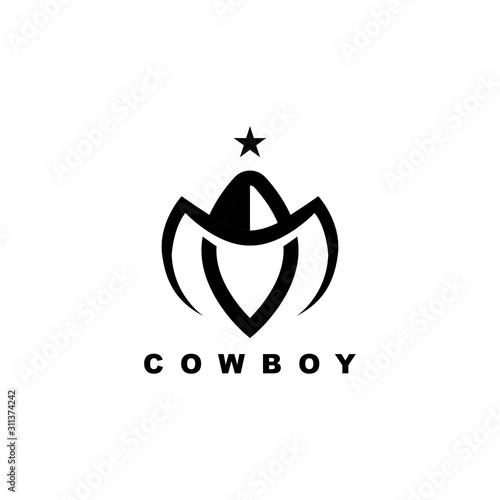 Cowboy symbol logo design vector template