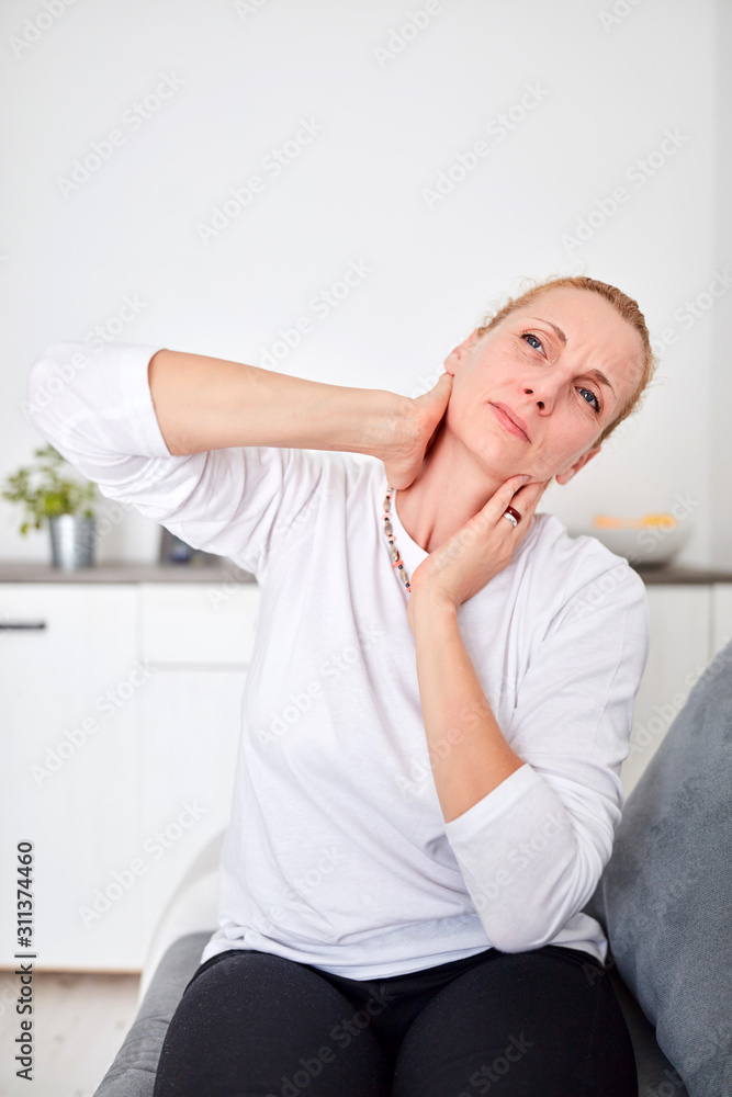 Woman with neck / head problems and pain. Woman with neck / head problems and pain.