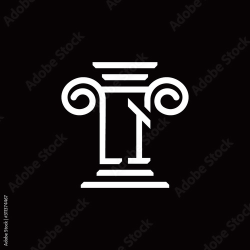 LI monogram logo with pillar style design template