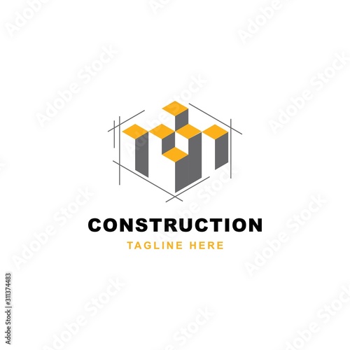 Construction logo design symbol vector template.Architect illustration icon
