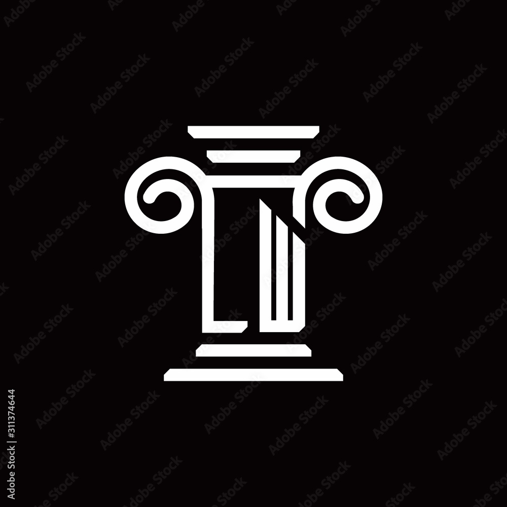 LW monogram logo with pillar style design template LW monogram logo with pillar style design template