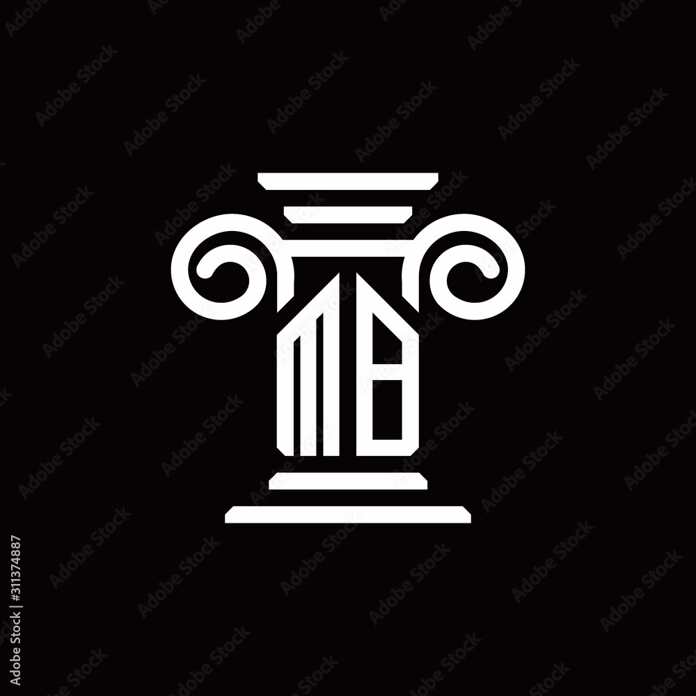 MB monogram logo with pillar style design template MB monogram logo with pillar style design template