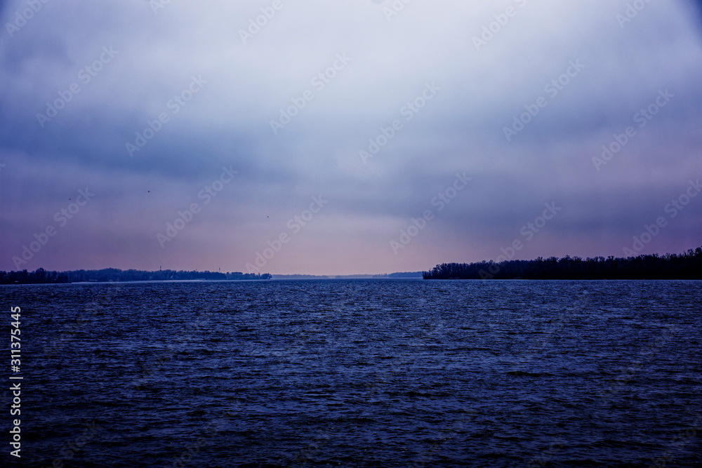 Beginning of a hurricane on the Dnieper River. Beginning of a hurricane on the Dnieper River.