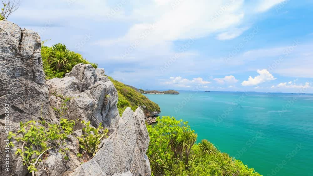 4K, Time lapse beautiful summer landscape with cloudy sky and sea 4K, Time lapse beautiful summer landscape with cloudy sky and sea