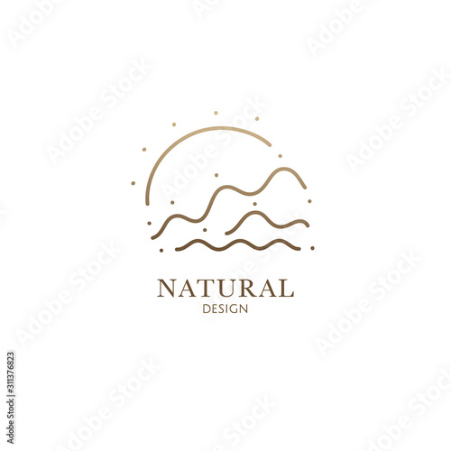Minimal doodle landscape logo illustration