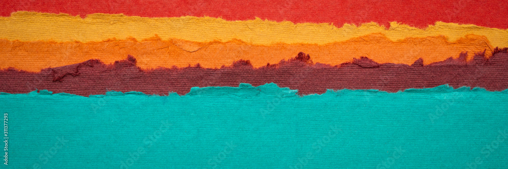abstract landscape created with handmade Indian paper