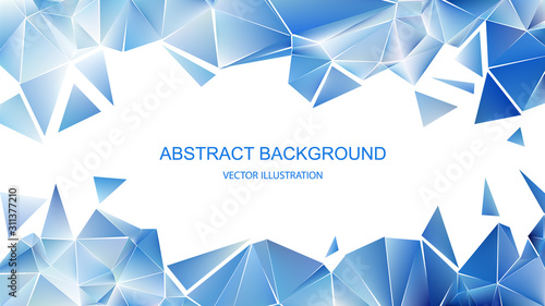 Blue polygonal pattern. Shards of ice Abstract geometric background. Vector illustration