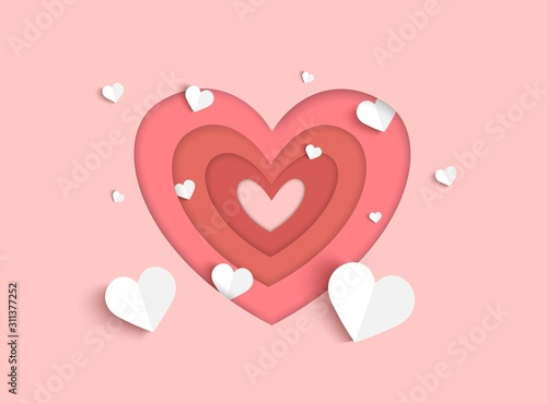 Valentines day pink vector background with heart shape