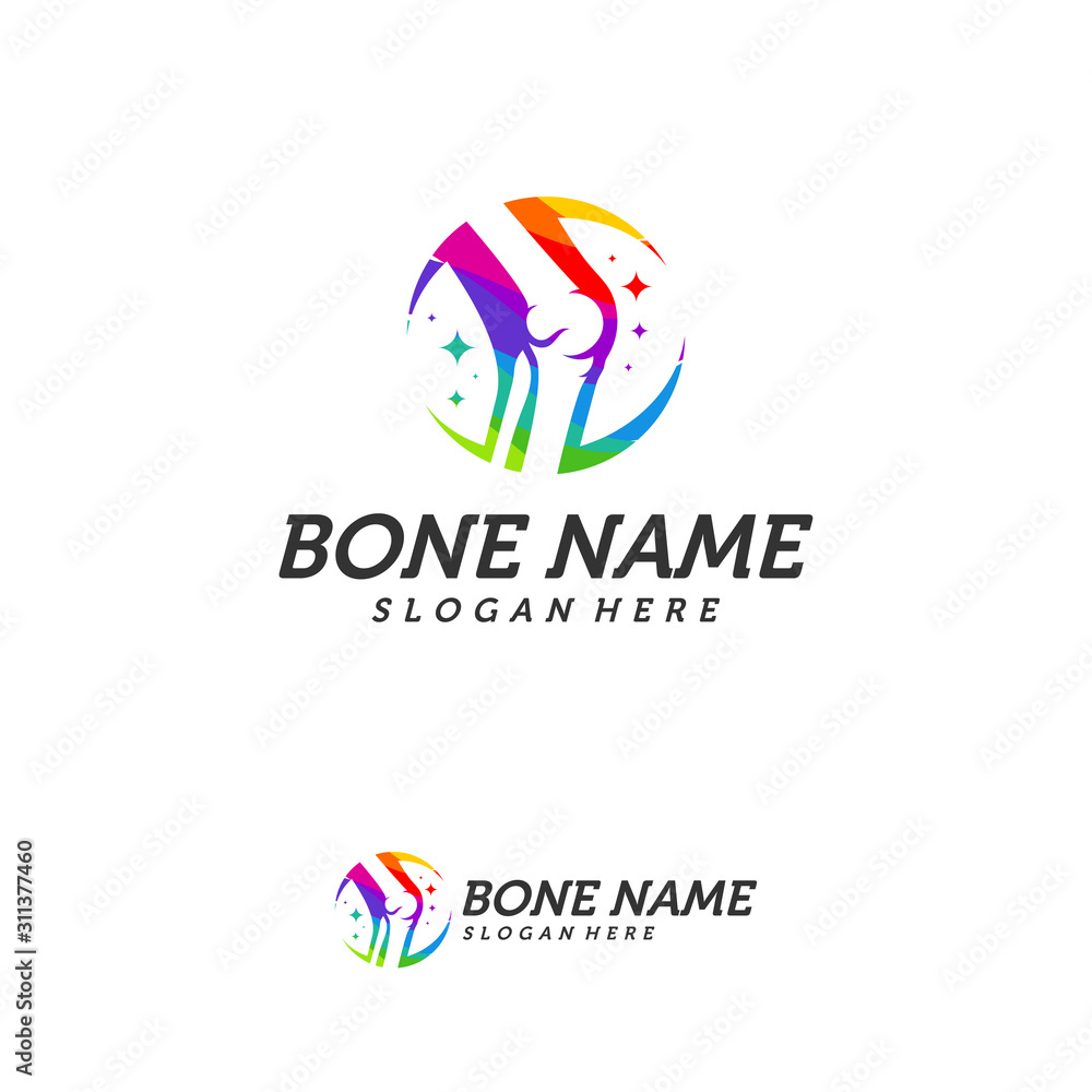 Colorful Bone logo design vector, Knee logo designs template, Creative design concept, logotype element for template