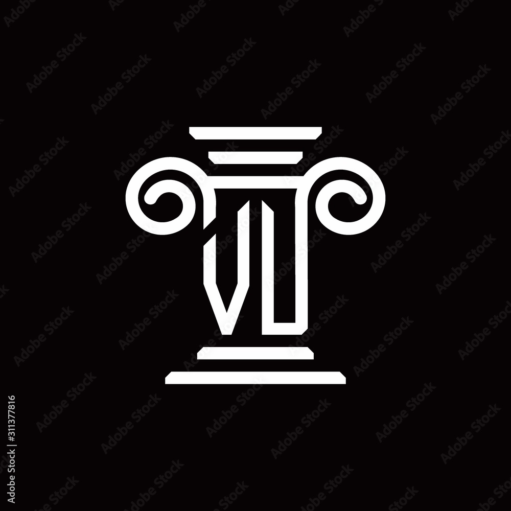 VU monogram logo with pillar style design template VU monogram logo with pillar style design template