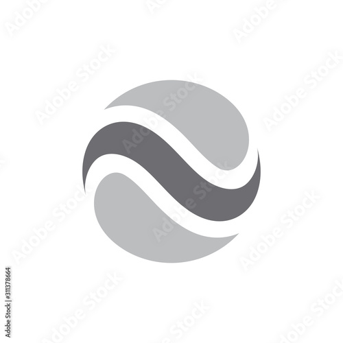 geometric wavy curves circle motion logo vector