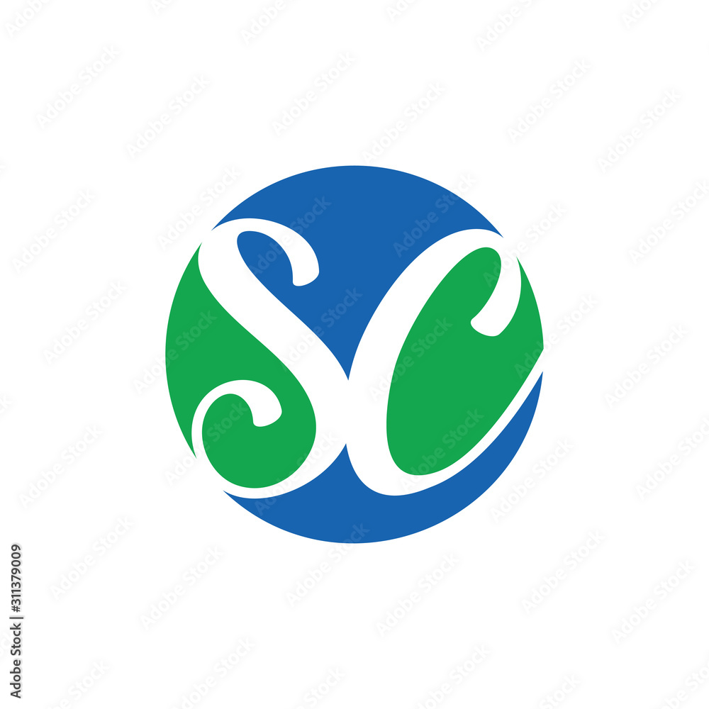 letter sc curves linked circle logo vector letter sc curves linked circle logo vector