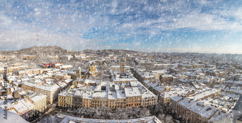Lviv panorama  in winter