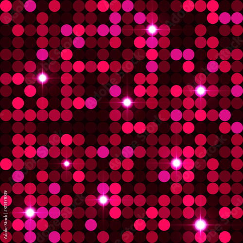 Vector disco bright shiny background with pink glitter sparkle dots