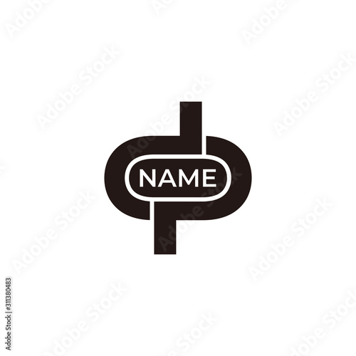 letter dp linked circle geometric logo vector