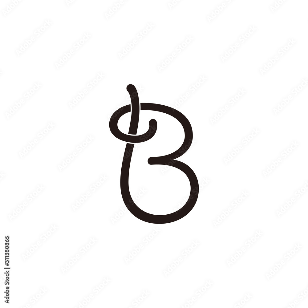 Fototapeta premium letter tb curves ribbon thread design logo vector