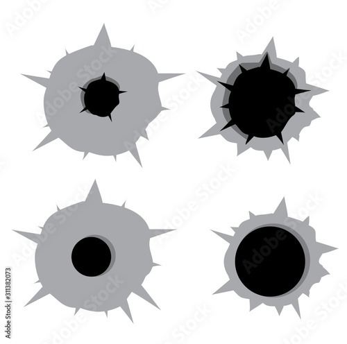 bullet hole set vector illustration