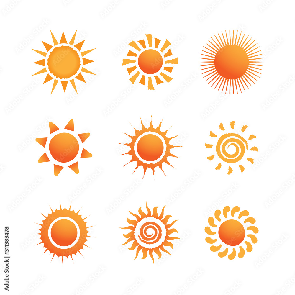 Fototapeta premium sun logo vector design template. sun icon element collection.