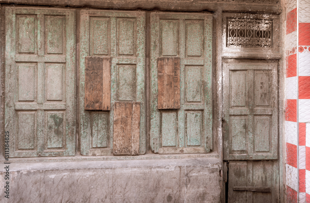 green wooden window in marrakech green wooden window in marrakech