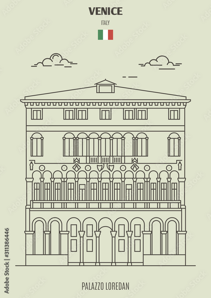 Palazzo Loredan in Venice, Italy. Landmark icon
