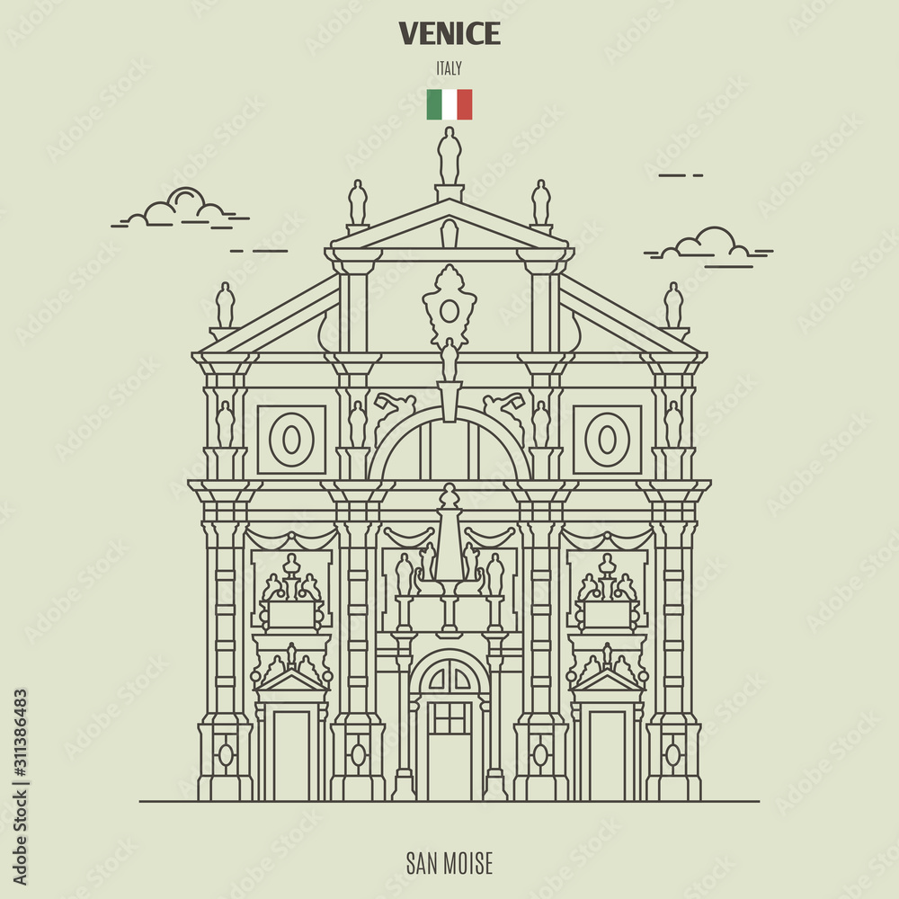 San Moise church in Venice, Italy. Landmark icon