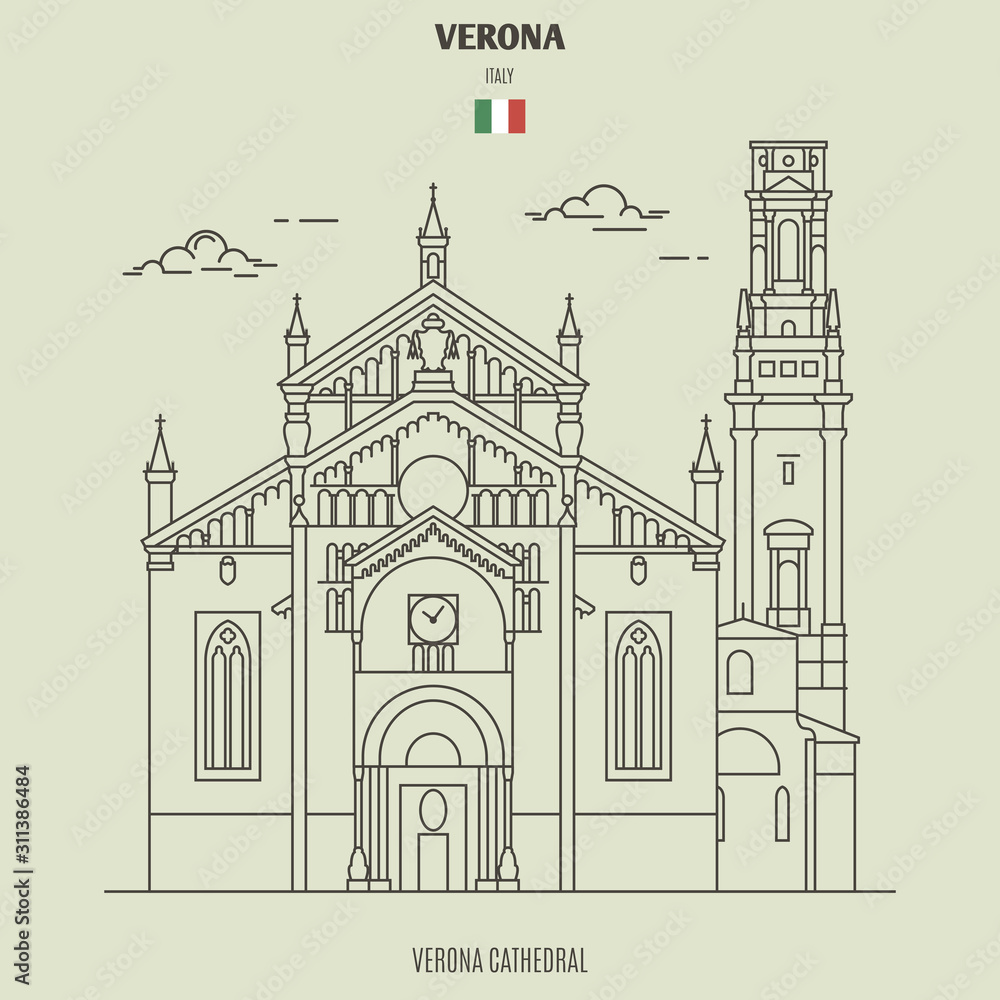 Verona Cathedral, Italy. Landmark icon