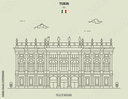 Palazzo Madama in Turin, Italy. Landmark icon