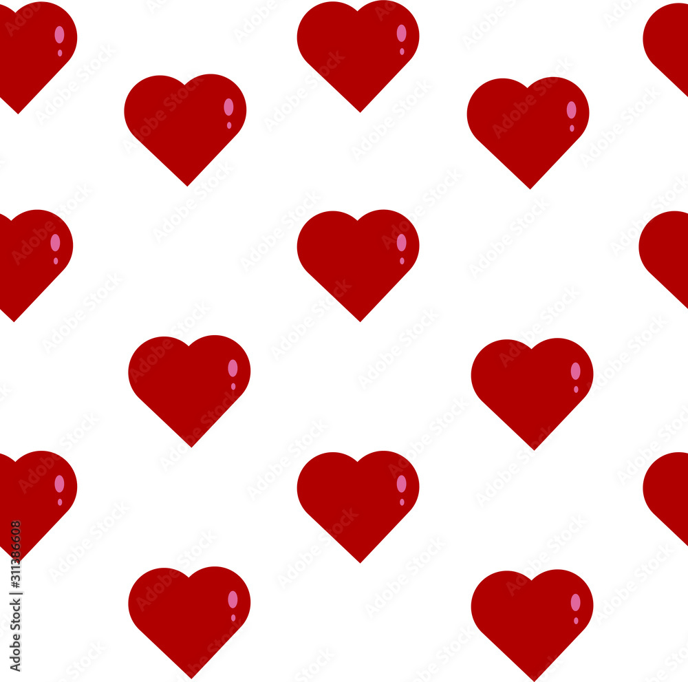This is seamless pattern texture of red tapes and hearts on white  background.