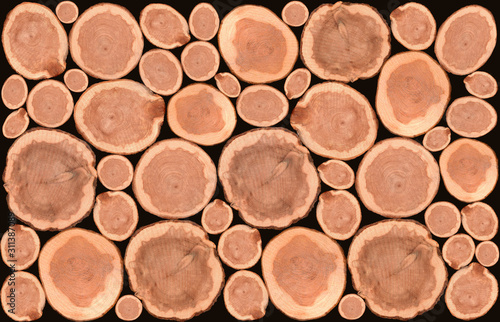 Pile of wooden logs background