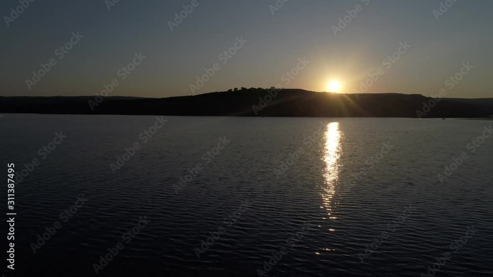 The drone captured by the sun and views of the lake from Turkey The drone captured by the sun and views of the lake from Turkey