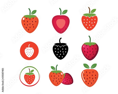Fototapeta Naklejka Na Ścianę i Meble -  strawberry icon logo vector illustration