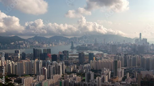 Wallpaper Mural Hong Kong urban cityscape aerial skyline panorama timelapse at day pan up Torontodigital.ca
