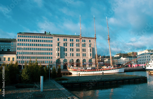 ship in the city harbor