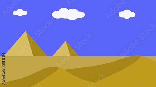 vector illustration of a desert landscape with pyramid