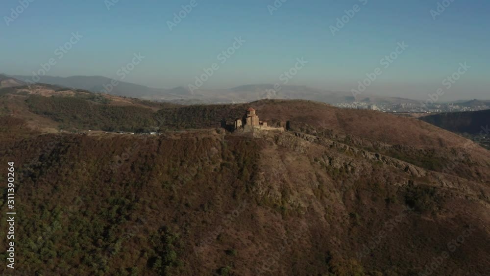 Aerial view of Jvari Monastery in Mtskheta city, Georgia. Aerial view of Jvari Monastery in Mtskheta city, Georgia.
