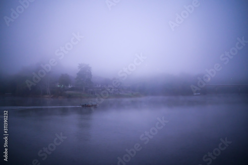 fog over river in the city