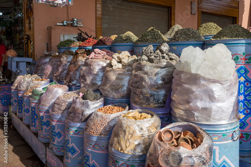 seed baskets in medina market in marrakech