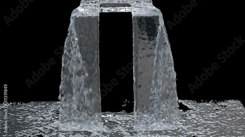 Waterfall texture loop 4K with, isolated on black