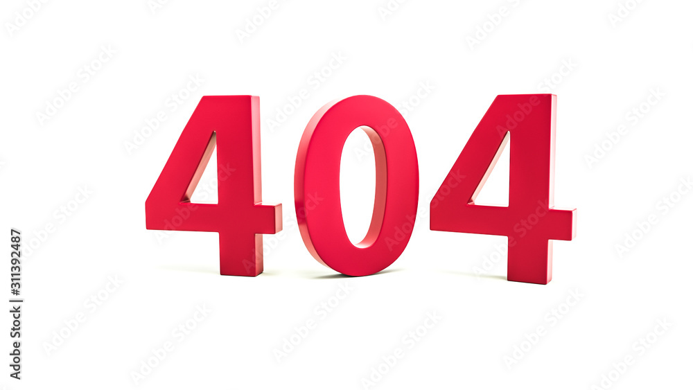 Red http 404 error page isolated on white, template concept, 3d illustration. 3d render. Website under construction page. Computer network system problem Red http 404 error page isolated on white, template concept, 3d illustration. 3d render. Website under construction page. Computer network system problem