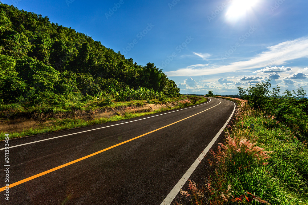 open road.empty asphalt highway and nature landscape. highland road and forest. open road.empty asphalt highway and nature landscape. highland road and forest.