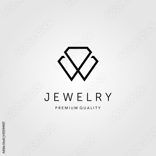 line art diamond jewelry logo vector illustration design