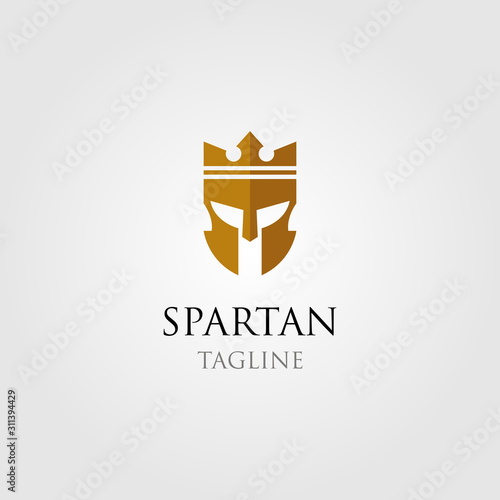 spartan king gladiator crown logo vector illustration design