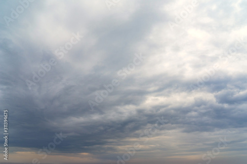 Dramatic gray sky before the sunset