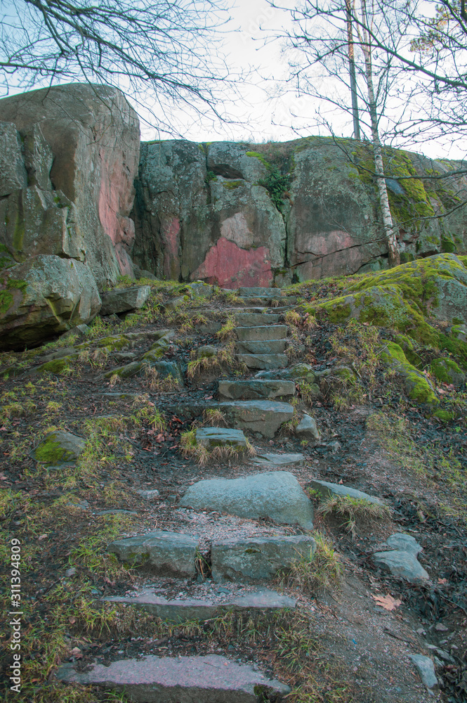 Fototapeta premium stairs in the stone park 