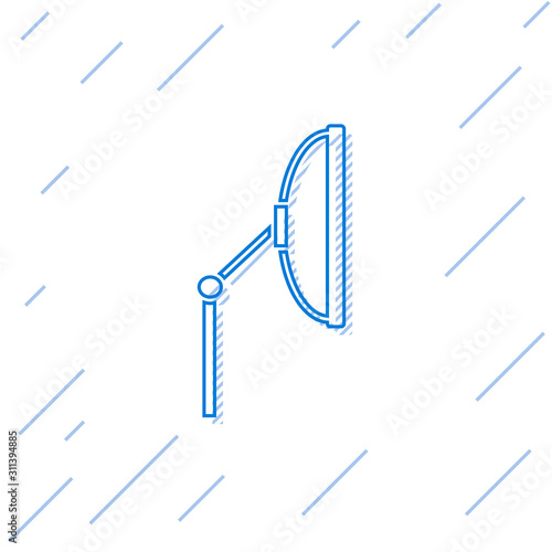 Blue line Windscreen wiper icon isolated on white background.  Vector Illustration