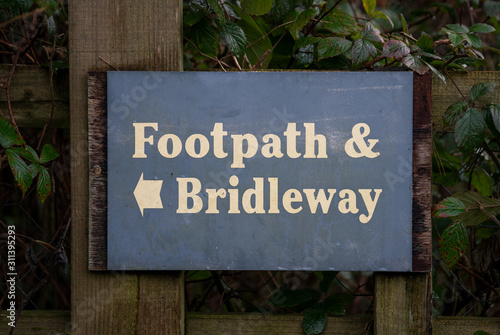 Footpath and bridleway sign, Engalnd, United Kingdom